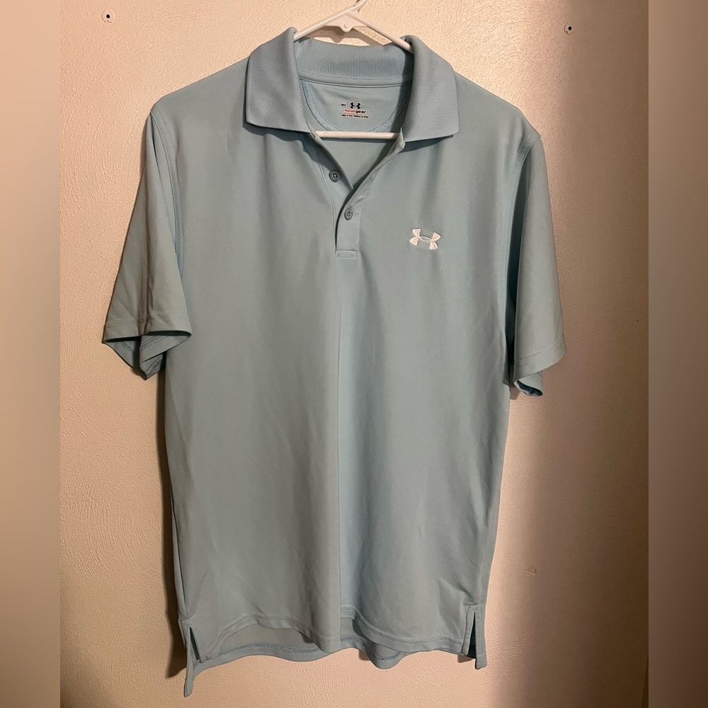 UNDER ARMOUR Classic Heat Gear Short Sleeve Polo Shirt Light Blue Men's Size‎ S